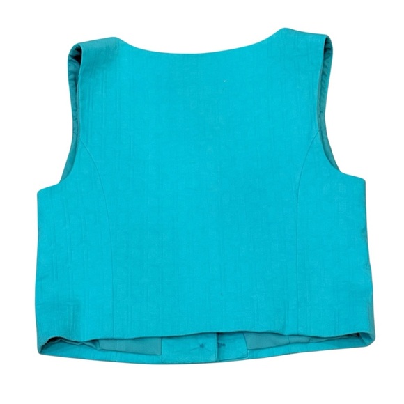 Trina Turk Refreshment 2 Top Oceano Aqua Blue Sleeveless Tile Jacquard Size 2 - Picture 9 of 15